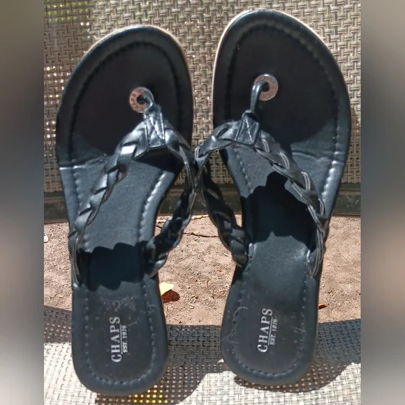 Chaps Women's Black Braided Sandals Size 7 - Picture 3 of 6